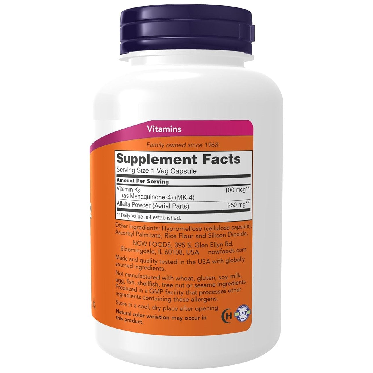 Vitamin K2 100 mcg 250 Veg Capsules