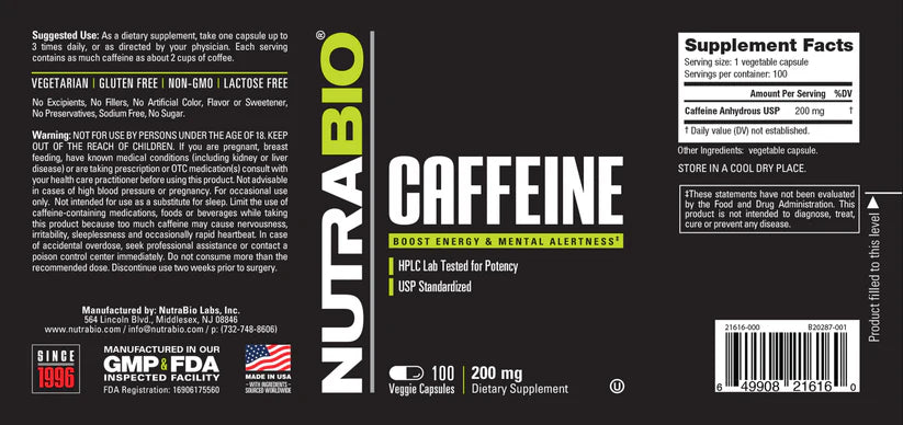 Caffeine Capsules (200mg)