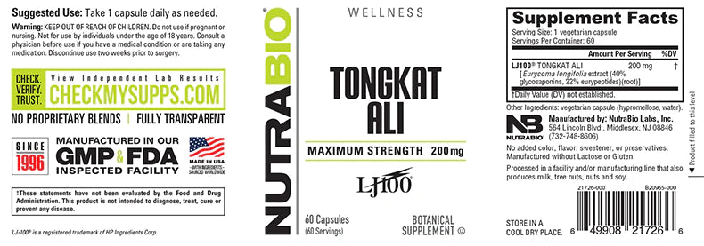 Tongkat Ali LJ100 200mg 60 Capsules