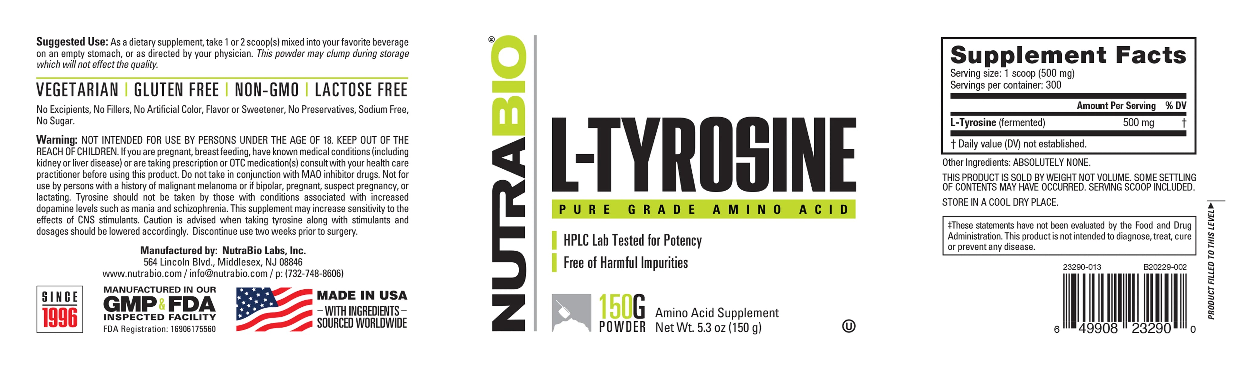 L-Tyrosine 150g Powder Unflavored