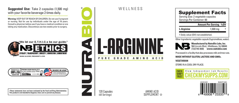 L-Arginine 750mg 120 Capsules