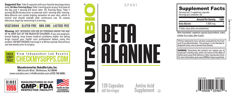 Beta Alanine 800mg 120 Capsules