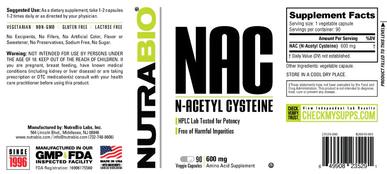 NAC (N-Acetyl-Cysteine) 600 mg 90 Capsules