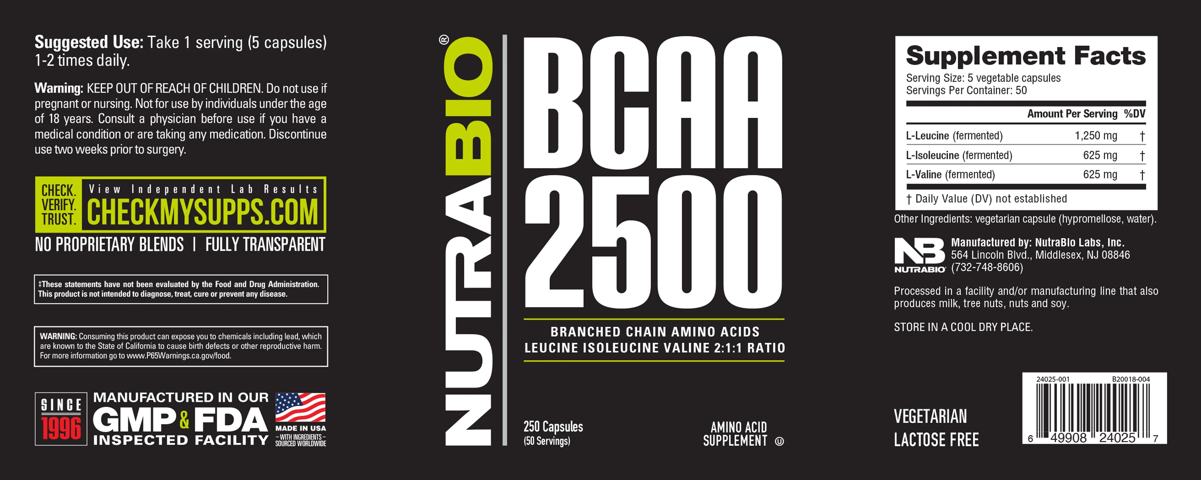 BCAA 2500 250 Capsules