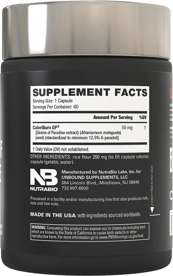 Unbound Grains of Paradise 60 Capsules Stim-Free Fat Burner