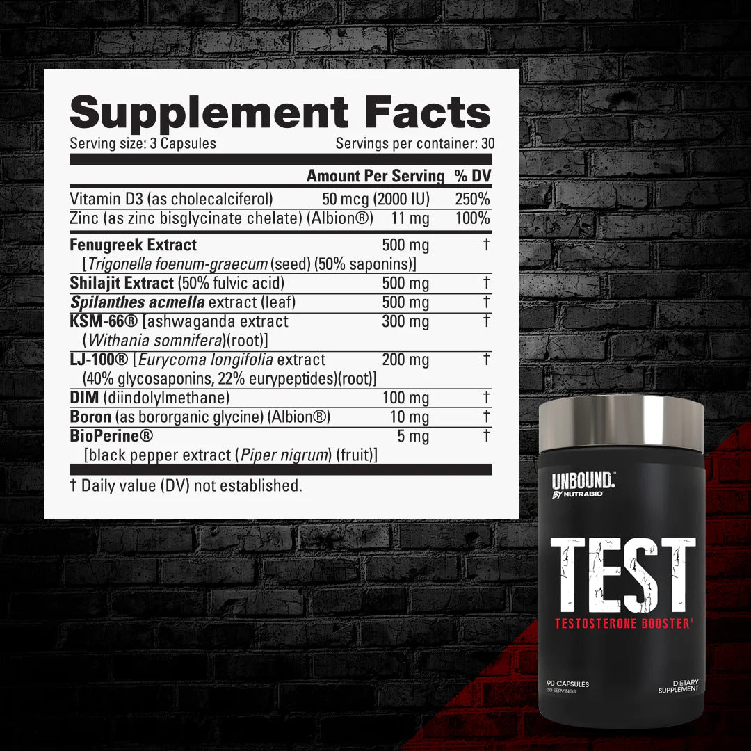 Unbound TEST Testosterone Booster 90 Capsules