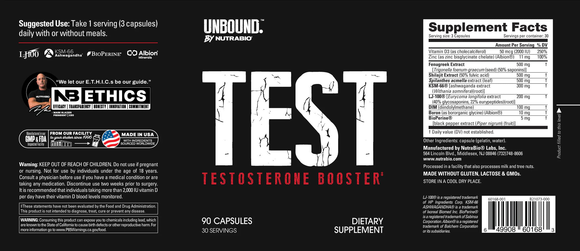 Unbound TEST Testosterone Booster 90 Capsules