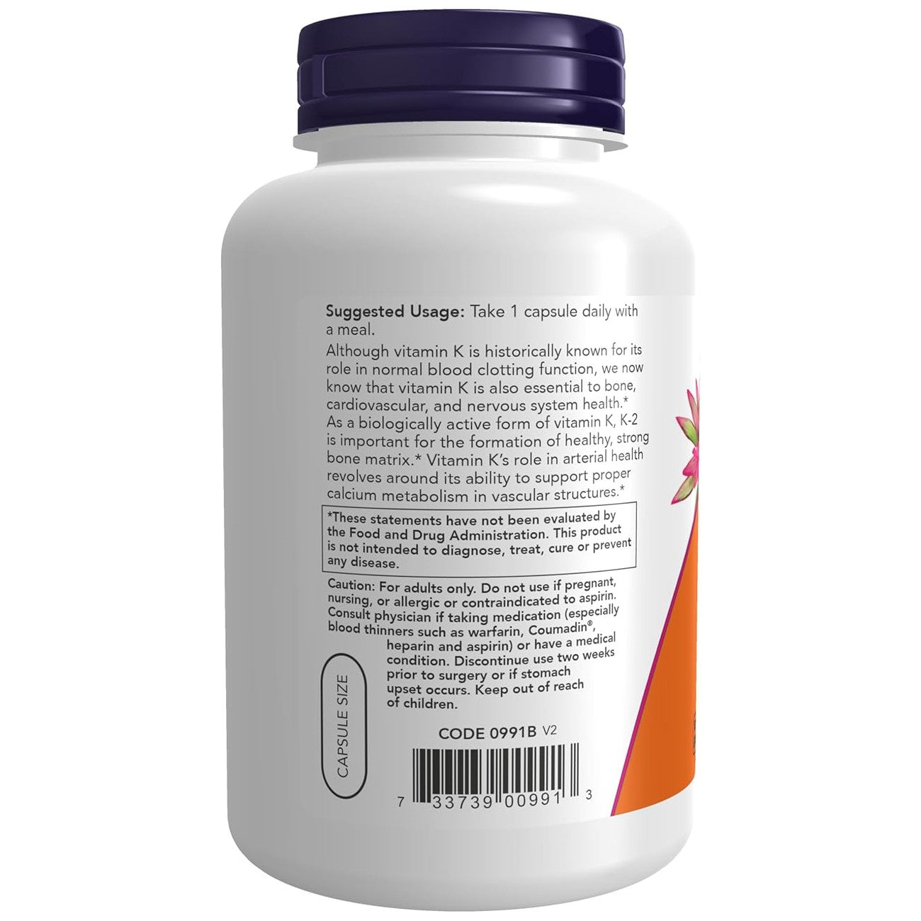 Vitamin K2 100 mcg 250 Veg Capsules