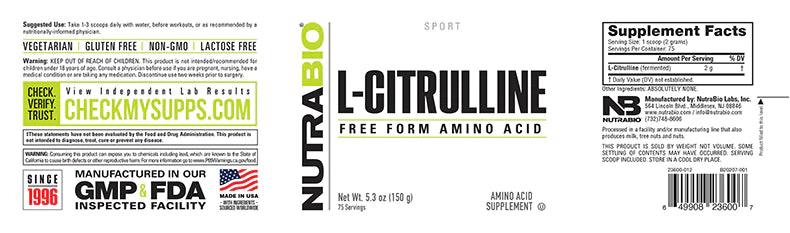 Citrulline Powder 150g Unflavored