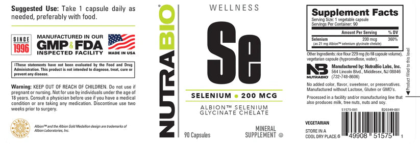 Selenium Chelate 200mcg 90 Capsules